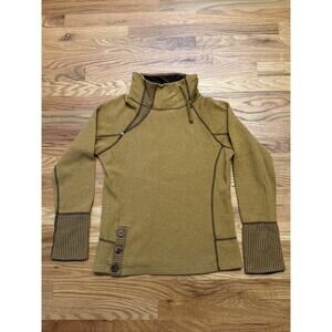 Prana Striped Funnel Neck Wool Lucia Pullover Sweater Size Large Sahara